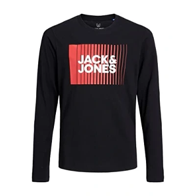 Obrázek Jack &amp; Jones Junior Jjecorp LOGO PLAY O NECK Top s dlouhým rukávem pro děti, Velikost: 164, Black