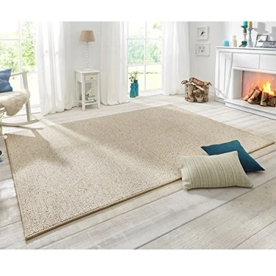 Obrázek BT Carpet Wolly běhoun koberec do obývacího pokoje, plochá tkanina, krátký vlas, vlněný vzhled, vlna, skandinský jídelna, obývací pokoj, dětský ložnice krémová, 80 x 300 cm