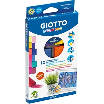 Obrázek GIOTTO Decor Wax, voskové bloky, obdélníkový tvar, 4 x 2 cm, 12 tříděných barev