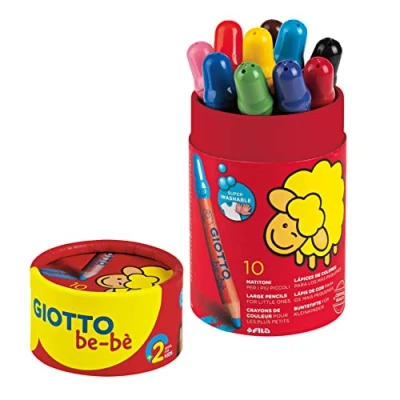 Obrázek GIOTTO be bè Jumbo Farbstift, auswaschbare Farbstifte, Mine, 7 mm, Runddose aus Karton, 10 sortierte Farben