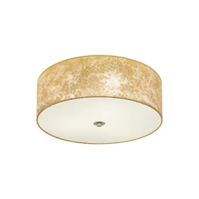 Obrázek EGLO stropní svítidlo Viserbella, 3 žárovky vintage, lampa do obývacího pokoje z oceli a textilu v šampaňském, zlaté, kuchyňská lampa, chodby strop s objímkou E27, Ø 47 cm