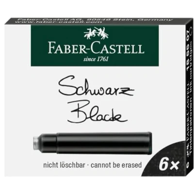 Obrázek Faber Castell Inkoustové náplně standardní, 6 kusů ve skládací krabičce (3 balení, černá)