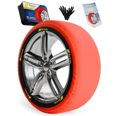 Obrázek ARCOL textilní sněhový řetěz EN 16662 1 Homologovaný dva sněhové řetězy Snow Sock velikost XL pro R14 R22 (velikost pneumatik je uvedena uvnitř detalovaná) (Control, XL)