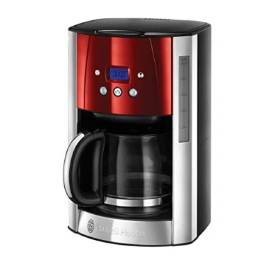 Obrázek Russell Hobbs kávovar [digitální časovač, sprchová hlavice pro optimální extrakci a aroma] Luna červená (max. 12 šálků, 1,5l skleněná konvice, deska na udržování teploty, 1000 W)