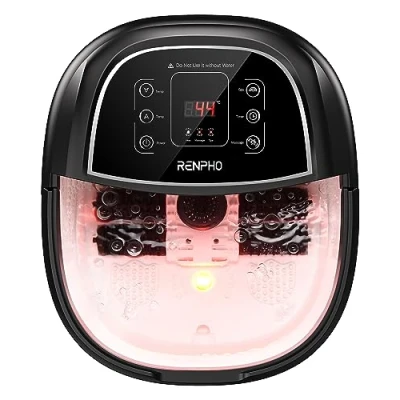 Obrázek RENPHO Fussbad mit Massagefunktion, Fußbad Massagegerät Elektrisch Timer, Fussbadewanne Massage Temperatureinstellung, Fußmassagegerät Wasser Fußsprudelbad Braun