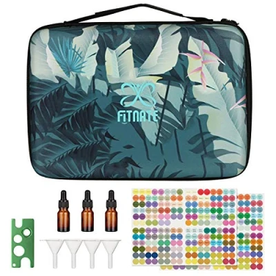 Obrázek FITNATE Taška na éterické oleje, Essential Oil bag 70 lahví s 5/10/15 ml, perfektní pro Young Livng&amp;Doterra, cestování, tvrdá skořepina, vodotěsná, otvírákem a nálepkou malým trychtýřem,