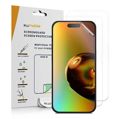 Obrázek kwmobile 3X ochranná fólie na displej kompatibilní s iPhone 15 Pro Folie sada průhledných ochranných fólií
