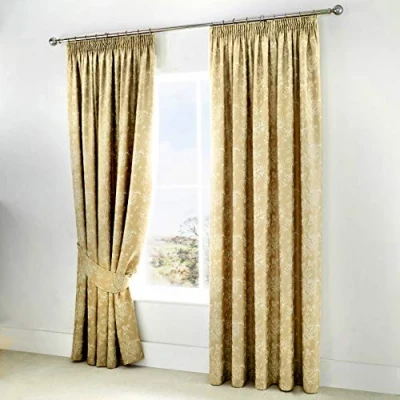 Obrázek Serene Jasmine Paar gefütterte Bleistiftvorhänge mit Krawatten, Cotton, Champagnerfarben, 168 x 229cm