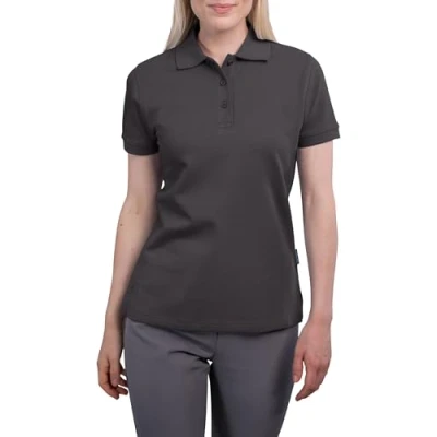 Obrázek HRM dámské Heavy Polo I Premium polotričko ze 100% bavlny Basic Polohkošile lze prát do 60 C Kvalitní &amp; udržitelné horní díly Workwear, Tmavě šedá