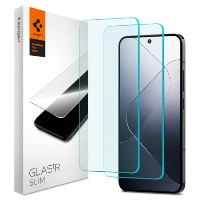 Obrázek Spigen Sklo. tR Slim ochranná fólie kompatibilní s Xiaomi 14, 13, 2 kusy, odolná proti poškrábání, tvrdosti 9H