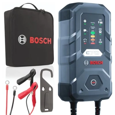 Obrázek Bosch C70 Kfz Batterieladegerät, 10 Ampere, mit Erhaltungsfunktion für 12 V / 24 Blei Säure, EFB, Gel, AGM und offene VRLA Batterien
