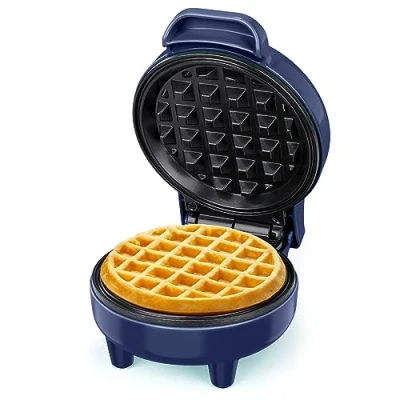 Obrázek SNAILAR Mini vaflovač belgický malý klasický, pro dětské narozeniny, rodinné oslavy, Velikonoce nebo Vánoce, roztomilý kompaktní design, 550 W, modrý