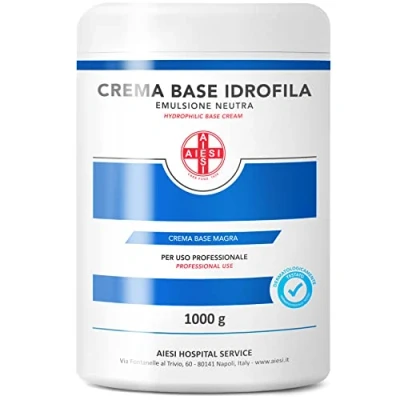 Obrázek AIESI® Hydrofilní základní krém čistá štíhlá neutrální emulze (sklo 1 kg), ideální pro farmaceutické, kosmetické a dermatologické účely, Made in Italy