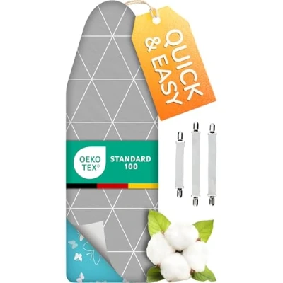 Obrázek Super Soft Turbo potah na žehlicí prkno 120 x 40, Made in Germany, bavlněné polstrování ÖKOTEX, rychlejší s tepelným reflexem, 5 velikostí, EasyFit + upínač, L plocha 116 3840 cm