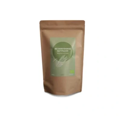 Obrázek 400 g Bio prášek z ječmene trávy certifikovaná špičková kvalita Barley Grass Juice Powder 100% ječmenová tráva SAFT zelený (400 g)
