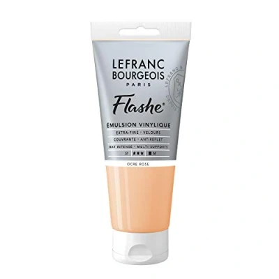 Obrázek Lefranc Bourgeois 300594 Flashe akrylová barva &amp; vinylová barva, vysoce pigmentovaná, elastická, stálá na světle, odolná proti stárnutí, matná, pro vnitřní i venkovní použití, 80 ml tuba růžová okrová