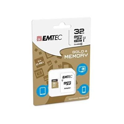 Obrázek EMTEC vysokorychlostní paměťová karta EliteGold 32 GB microSDHC s SD adaptérem UHS I, U1, třída 10, až 85 MB /