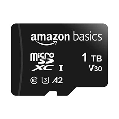 Obrázek Amazon Basics MicroSDXC, 1 TB, s SD adaptérem, A2, U3, rychlost čtení až 100 Mbit/s