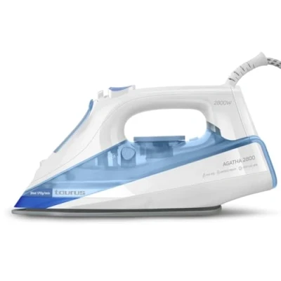 Obrázek Taurus 918984000 Agatha 2800 Dampfbügeleisen W, Antikalk und Selbstreinigungssystem, Tropfschutz, Keramik Bügelsohle, Dampfstoß 170 g/min, Kunststoff, weiß/blau