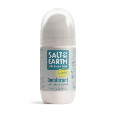 Obrázek Salt of the Earth Natural Deodorant Roll On by Earth, Unscented, Fragrance Free Refillable, Vegan, Long Lasting Protection, Leaping Bunny Approved, Made in UK 75ml