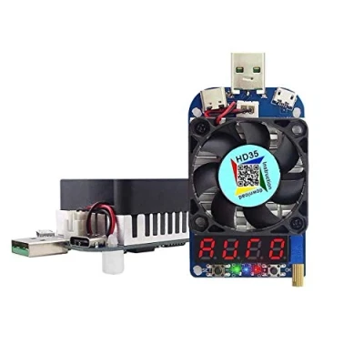 Obrázek DollaTek Elektronický zátěžový testovací přístroj USB modul zátěžového odporu uvolnění QC2. 0 QC3. 35W 0. 25 5A HD35 rozhraní Výboj Nastavitelná regulace teploty s ventilátorem