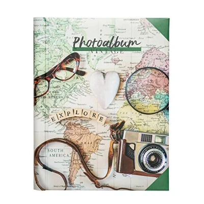 Obrázek Grupo Erik Fotoalbum zum Selbstgestalten Travel Vintage Scrapbook Weiße Seiten Klein 24 x 32 cm Photoalbum 30 selbstklebend Fotobuch