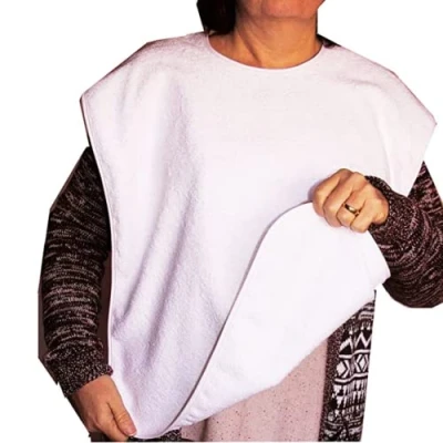 Obrázek Ti TIN 3 ks v balení bryndáček pro dospělé, 50 x 60 cm Froté se zavazovacím uzávěrem, materiál: 90 % bavlna, 10 polyester, barva: bílá, S pásky