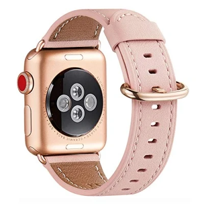 Obrázek WFEAGL kompatibilní s náramkem k hodinkám Apple 40 mm 41 38 mm, kožený pásek náhradní pro muže dámy iWatch řady 10/9/8/7/6/5/4/3/2/1, SE (38 růžový + růžové