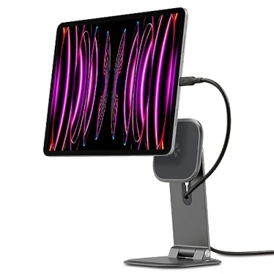 Obrázek Spigen OneTap Easel nastavitelný magnetický stojan na tablet s více úhly kompatibilní iPad Pro 12,9&quot;, 11&quot;, Air 10,9&quot;, Mini 8,3&quot;, 10,9&quot; Space šedý