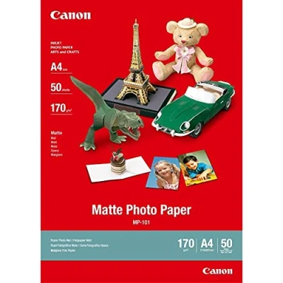 Obrázek Canon Fotopapír MP 101 matný bílý (DIN A4 50 listů) pro inkoustové tiskárny PIXMA tiskárna (170 g/qm), 242ZF37