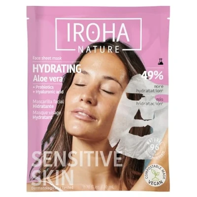 Obrázek Iroha Obličejová maska Aloe Vera, Green Tea &amp; ženšen (1 maska)