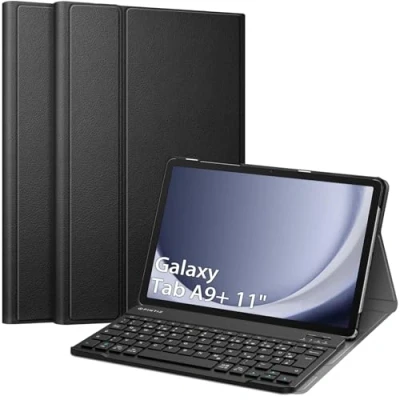Obrázek Fintie kryt klávesnice pro Samsung Galaxy Tab A9 Plus 11&quot; 2023 tablet SM X210/X216/X218, s magneticky odnímatelnou německou Bluetooth klávesnicí, černá