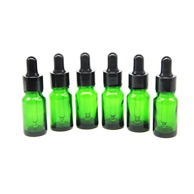 Obrázek YIZHAO láhev na pipetu 10 ml zelená, lékárnická s [kapátkem sklo], kapátko láhve éterický olej, parfémové oleje, aromaterapii, vůně, tekutina 12 ks