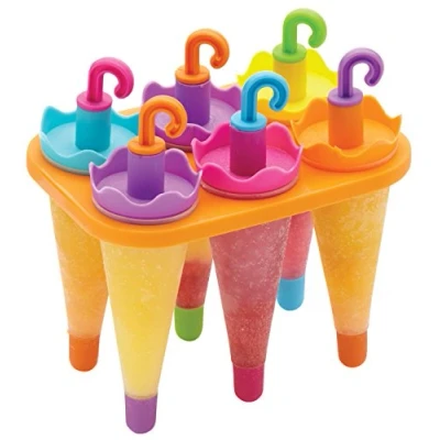 Obrázek KitchenCraft 6dílná sada forem na led nanuku, tvar deštníku, opakovaně použitelné, plast, kapacita 50 ml