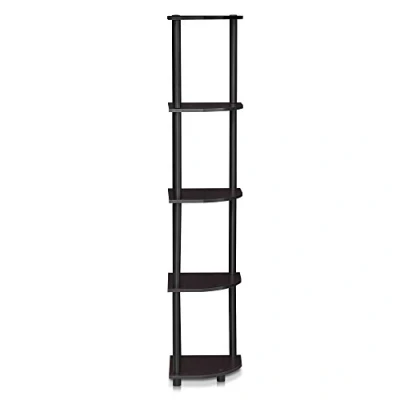 Obrázek Furinno Rohový víceúčelový regál se 4 přihrádkami, dřevo, tmavý ořech, 29,46 x 146,56 cm