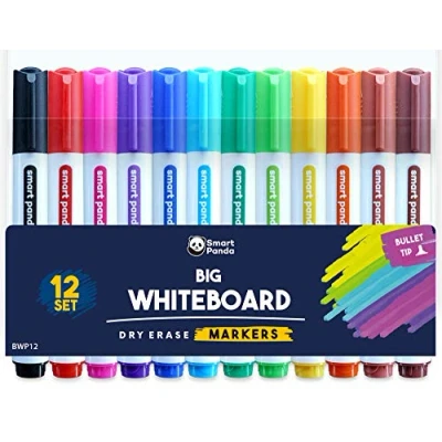 Obrázek Whiteboard Marker von SmartPanda Rundspitze, Trocken abwischbar, für Zuhause, Schule oder Büro 12er Set