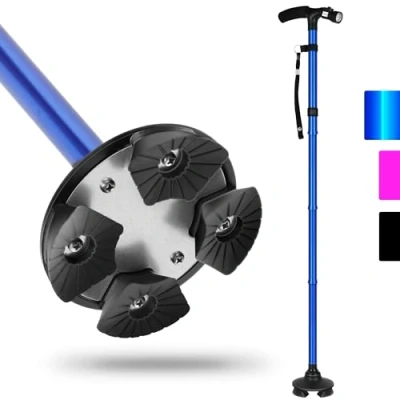 Obrázek RUNZI Folding Cane with Led Light, Adjustable Canes and Walking Sticks for Artritida Disabled Elderly (modrá)..