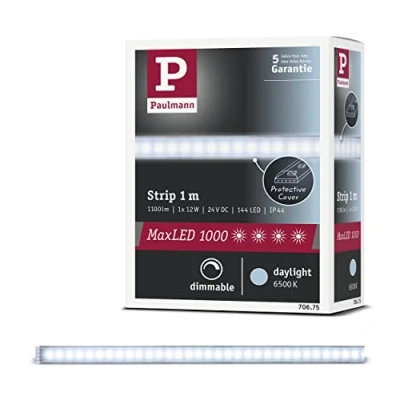 Obrázek Paulmann 70675 LED Stripe MaxLED 1000 1 m 6500 K bílé denní světlo světelný pásek potažený 11,5W 1100 lm 144 24 V, stříbrný