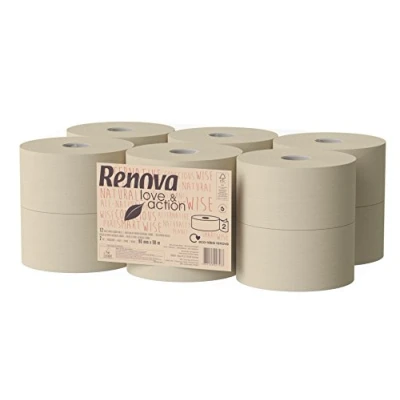 Obrázek Renova Jumbo Love&amp;Action Toilettenpapier, 12 Premium Rollen, 90 m, Kraftpapier, 2 lagig, FSC &amp; Ecolabel zertifiziert