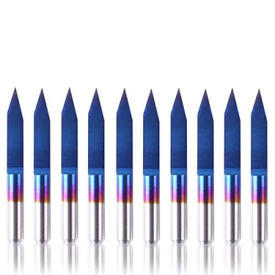 Obrázek SainSmart Genmitsu 10 ks nano Blue Coat gravírovací stehy, hrot 30 stupňů 0,1 mm, dřík CNC frézovací sada, kónický bit V