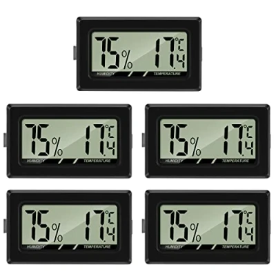 Obrázek Thlevel Měřič vlhkosti vzduchu, teploměr, vlhkoměr, mini digitální pokojový teploměr do interiéru, kanceláře, obývacího pokoje (5 ks)