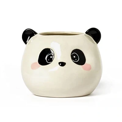 Obrázek Legami Keramický držák na tužky Desk Friends, 11,2 x 11,4 cm, téma Panda, ručně malovaný, černý