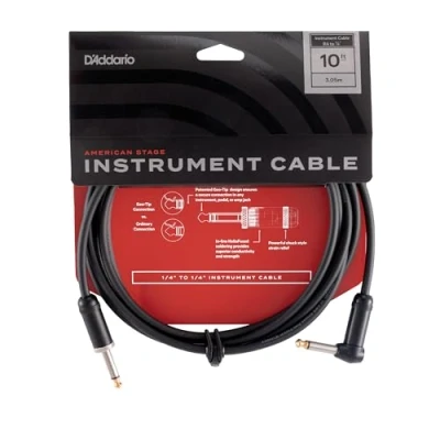 Obrázek D&#039;Addario High End &quot;American Stage&quot; kytarový kabel NEJVYŠŠŠÍ KVALITA NEJOBLÍBENĚJŠÍ ZNAČKY PŘÍSLUŠENSTVÍ PW AMSG 10 3 metry 1 zahnutý konektor