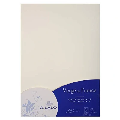 Obrázek Lalo 41400 l papír Vergé de France (160 g, DIN A4, 21 x 29,7 cm, 50 listů) bílý