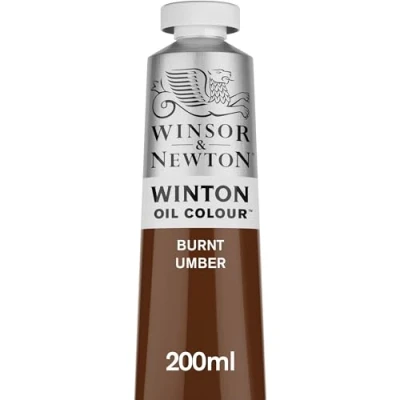 Obrázek Winsor &amp; Newton 1437076 Winton, jemná kvalitní olejová barva 200 ml tuba s rovnoměrnou konzistencí, odolná vůči světlu, vysoká krycí síla, bohatá na barevné pigmenty Umbra vypalovaná