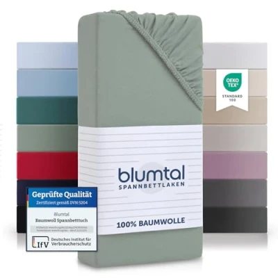 Obrázek Blumtal® Basics napínací prostěradlo 90 x 200 cm Jersey ze 100% bavlny s certifikací Öko TEX 90x200 potah na matraci povlečení