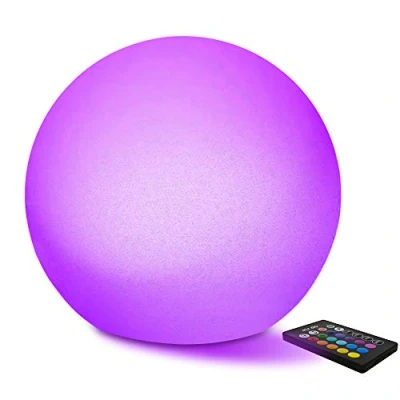 Obrázek Mr.Go 14&quot; vodotěsné venkovní kulové svítidlo s dálkovým ovládáním, stmívatelná LED kulová lampa vnitřní noční světlo baterií, 16 nastavitelných RGB barev, změna barvy náladové světelná koule