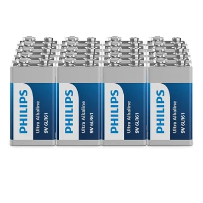 Obrázek Philips Ultra 9V alkalické baterie, 6LR61 pro detektory kouře a rádia, 20 kusů