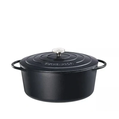 Obrázek Küchenprofi Litinový pekáč s víkem, černý, 35 cm, dušení, zapékací forma, hrnec na pečení holandského ovenu, smaltovaný, vhodný pro všechny druhy sporáků a indukci, smažení