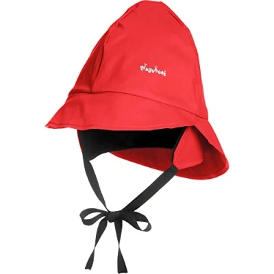 Obrázek Playshoes Unisex dětská čepice do deště s podšívkou, větruvzdorný a vodotěsný klobouk deště, červená fleecová podšívka